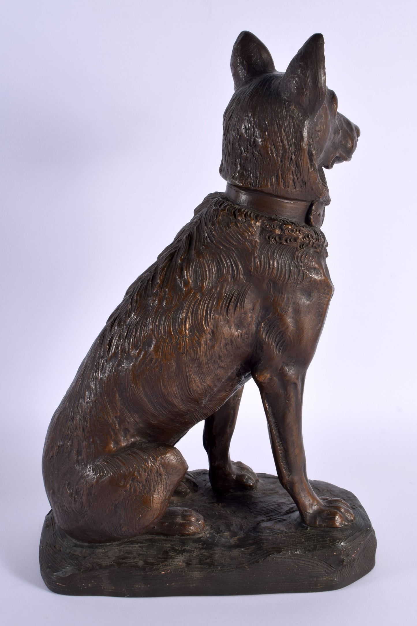 French Terracotta dog, alsation, signed Foucher