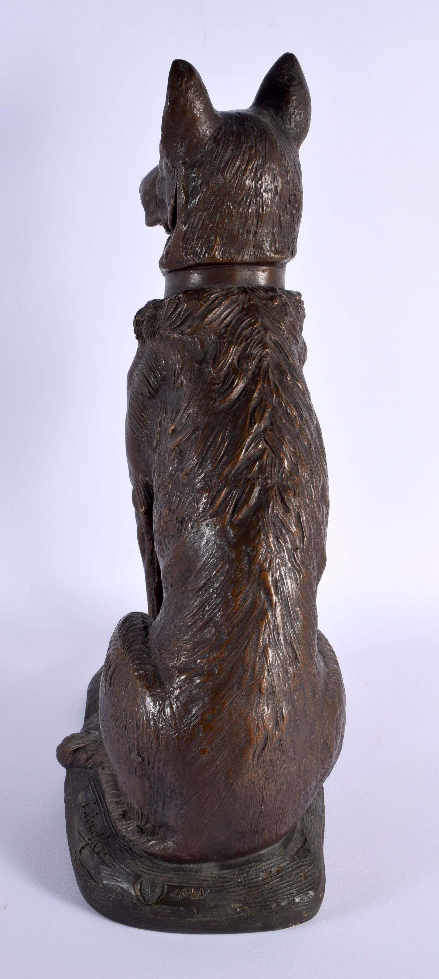 French Terracotta dog, alsation, signed Foucher
