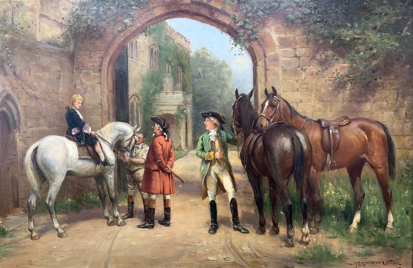 John Sanderson Wells  horses,horse riding country scene