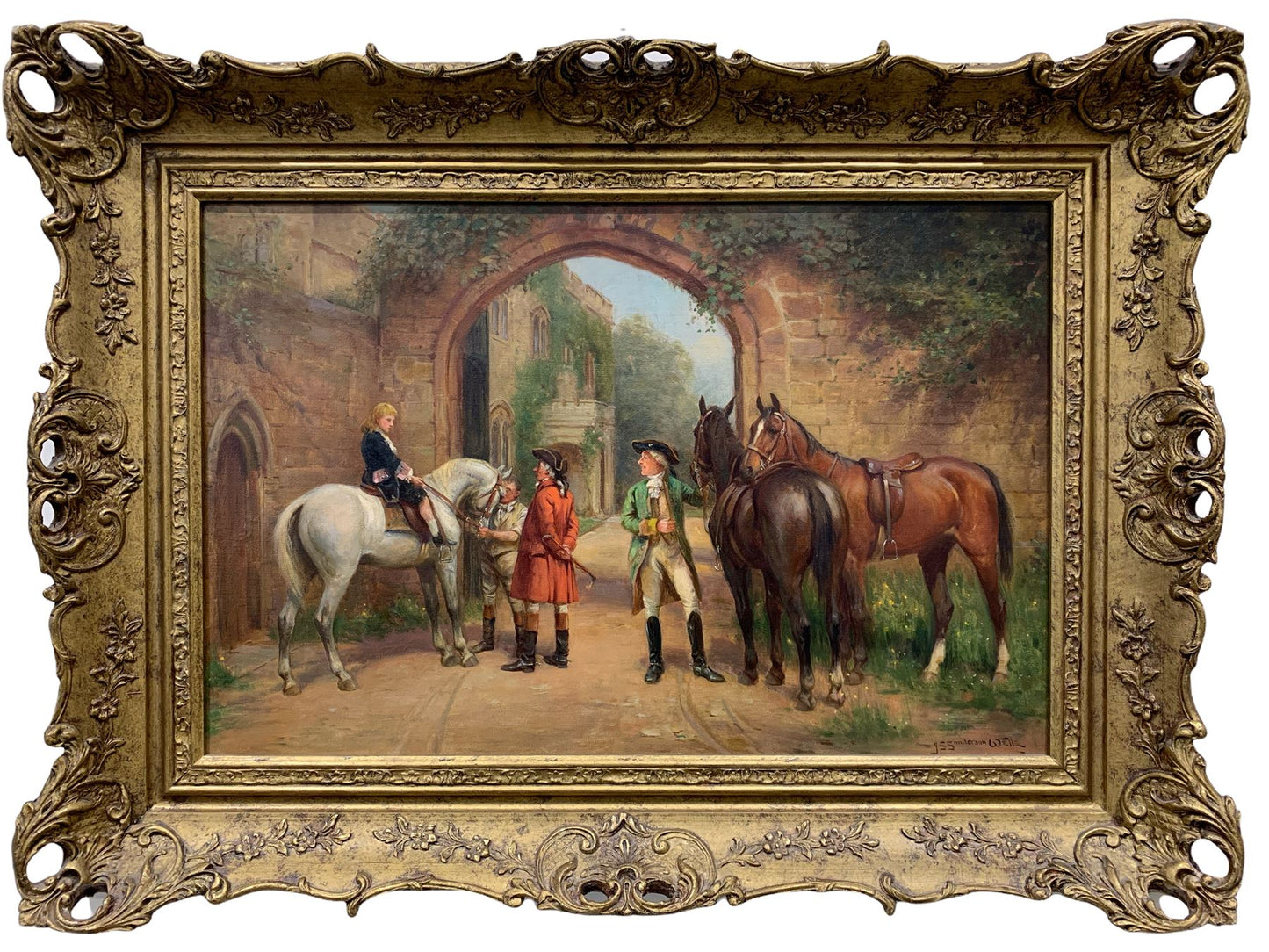 John Sanderson Wells  horses,horse riding country scene
