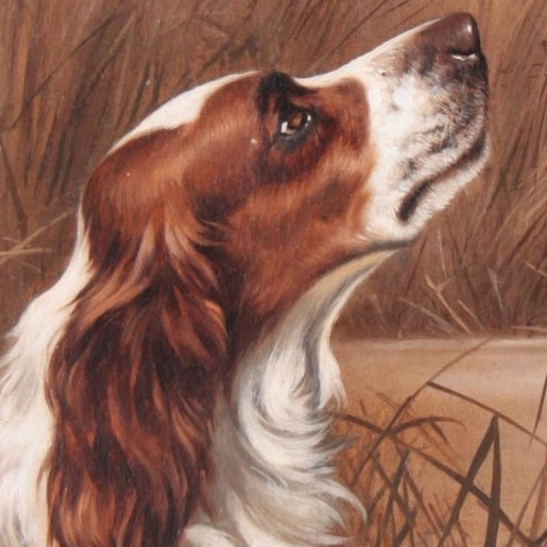 John Alfred Wheeler Springer Spaniel dog flushing a duck, landscape oil -