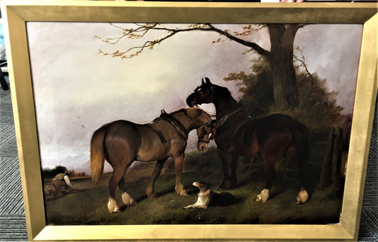 George Wright 19th century Landscape, country horses, dog ploughing